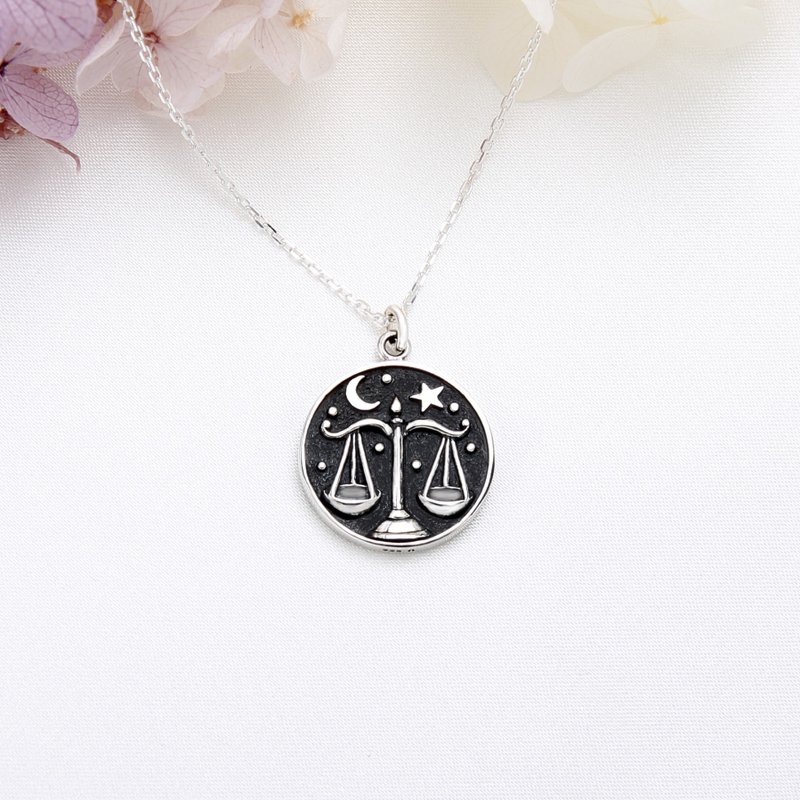 【Angel & Me】Astrology Libra s925 sterling silver necklace Birthday gift - สร้อยคอ - เงินแท้ สีเงิน