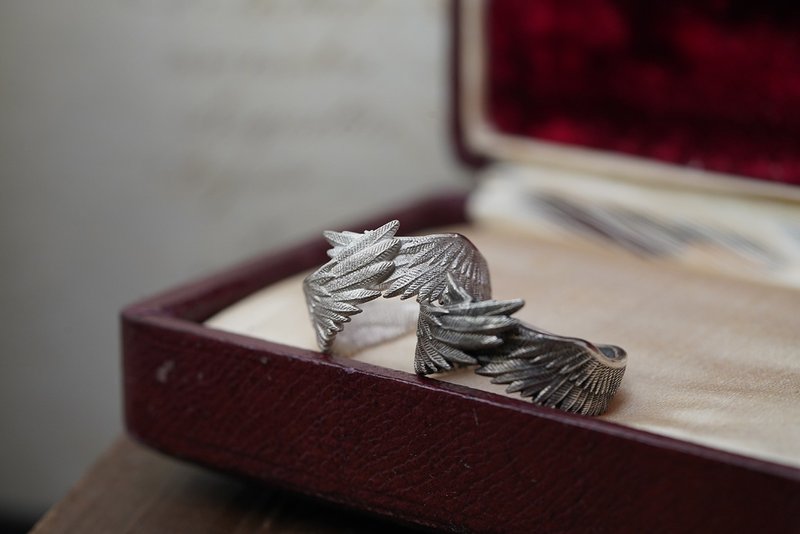 925 純銀雙天使翼戒指 (MW R1028) - 戒指 - 純銀 銀色