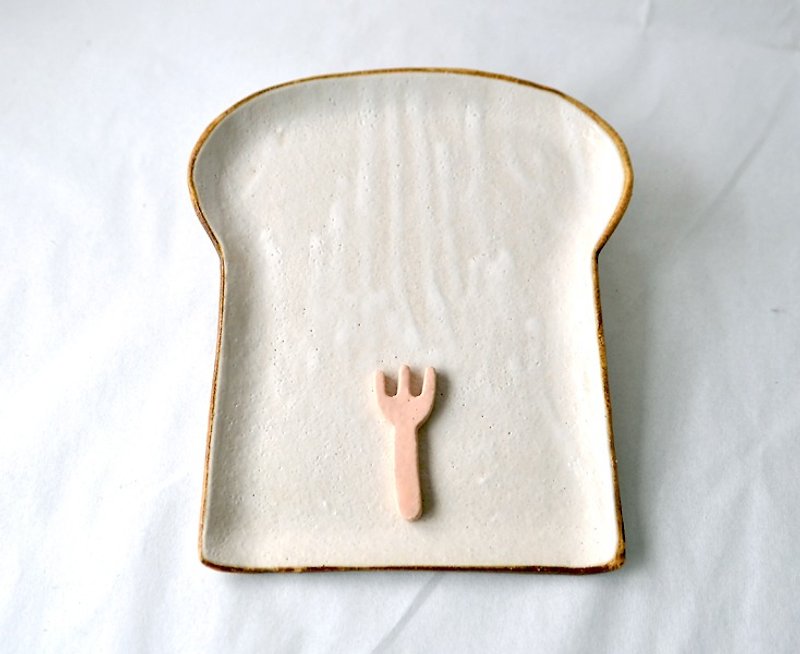 食パンの皿【ランチプレート】 - 花瓶/花器 - 陶 白色