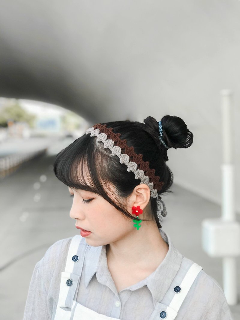 [Queen of Thorns] Brown Crochet Hairband - Headbands - Cotton & Hemp Brown