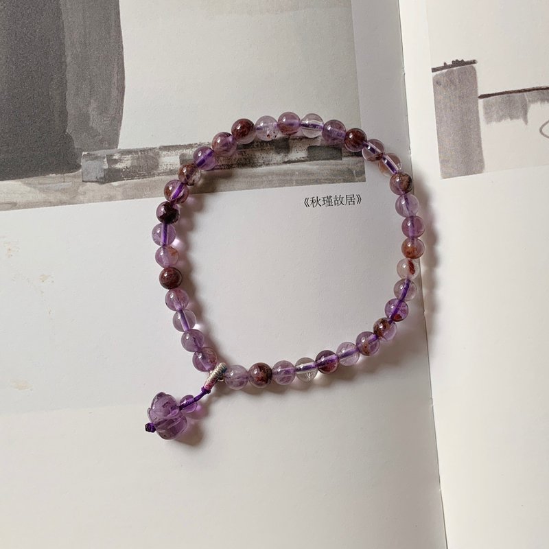 Take advantage of the stars. Natural Purple Ghost Bracelet Amethyst Piggy Woven Pendant Literary Energy Healing Gift - สร้อยข้อมือ - คริสตัล สีม่วง