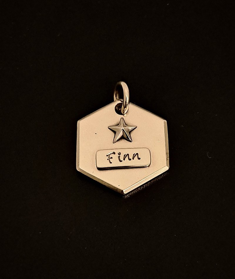 ทองแดงทองเหลือง หมอน สีทอง - Hexagonal Star/Key Ring/Dog Tag Pet Name Tag