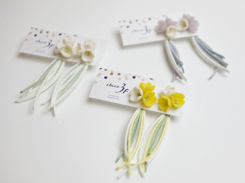 Bouquet tassel earrings / earrings - Earrings & Clip-ons - Clay Pink