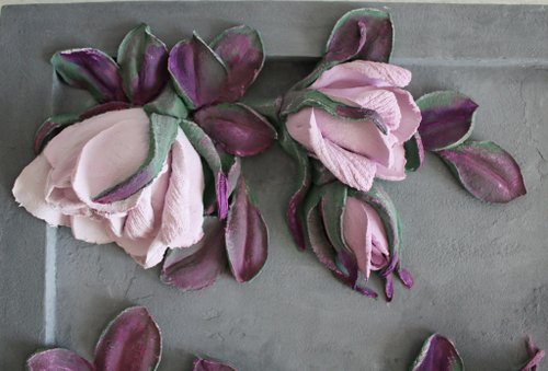 花の絵、家の装飾、花のギフトのアイデア、彫刻の絵の2点セット