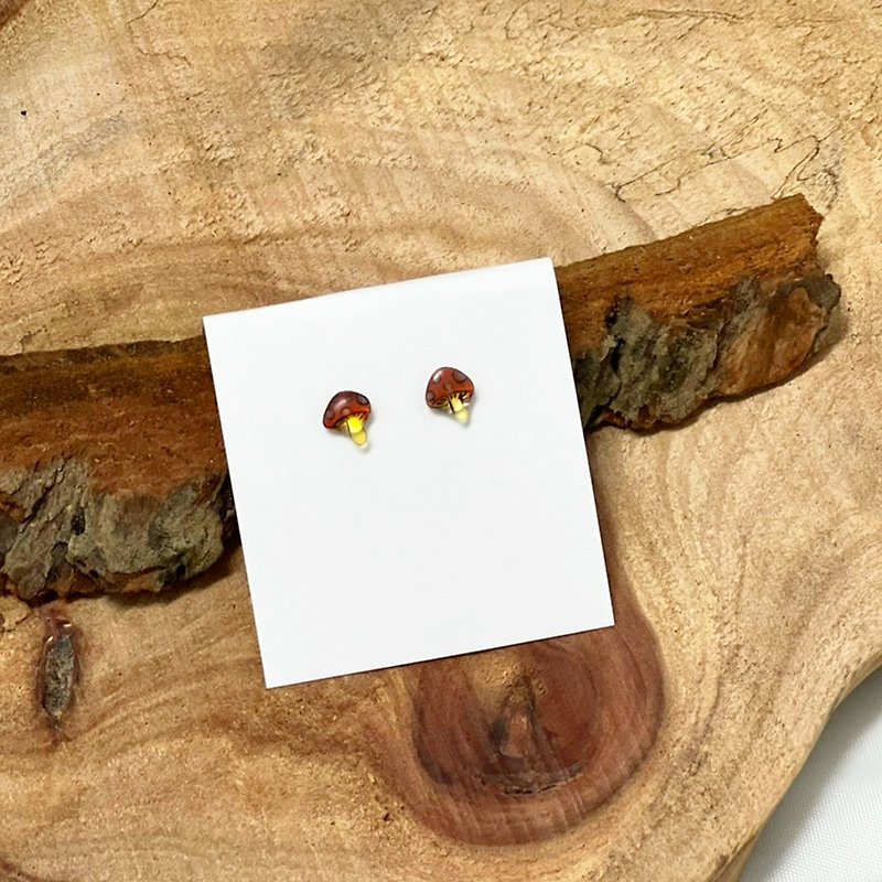 mushroom earrings / pair - Earrings & Clip-ons - Resin Red