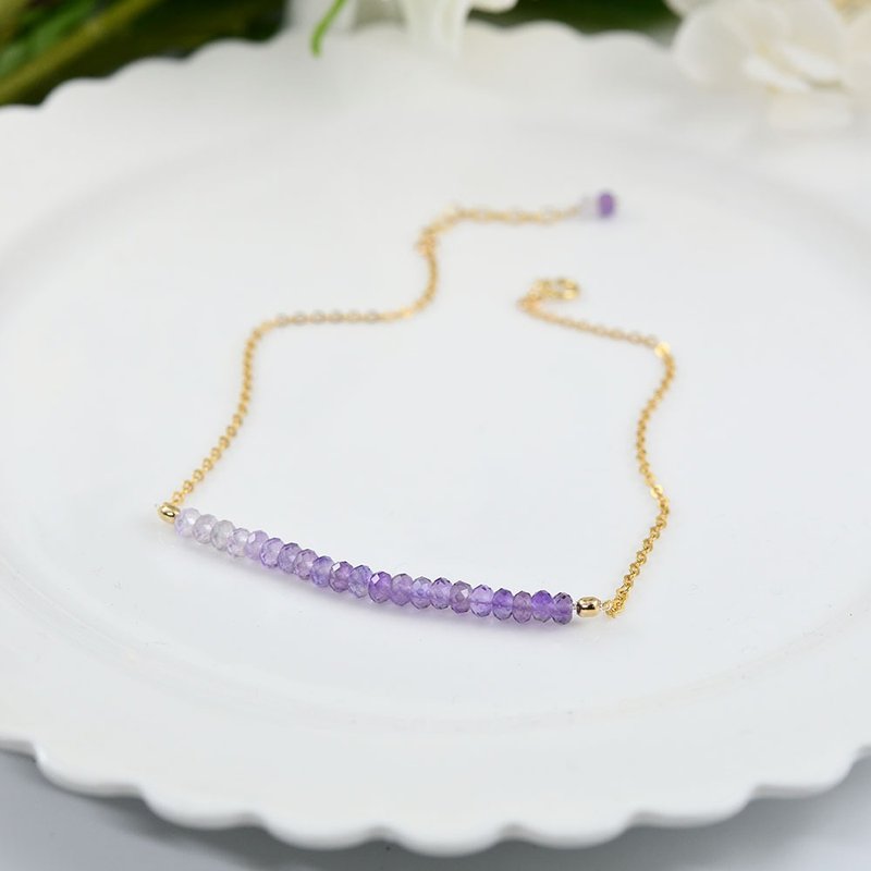 Fulfillment of love Guardian Stone of love Gradation Amethyst anklet February birthstone - กำไลข้อเท้า - เครื่องเพชรพลอย สีม่วง