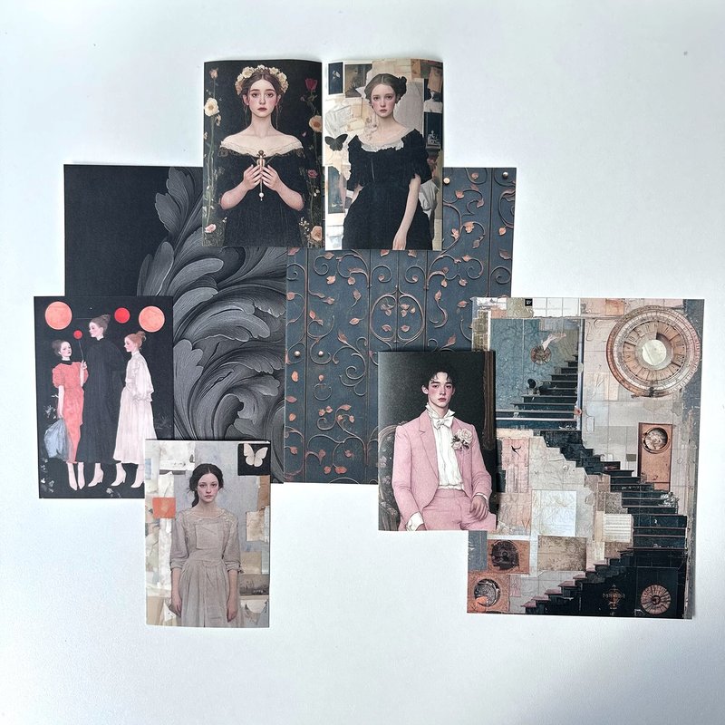 Collage pack Black Sticker + Paper MIX (anns note) vintage - 貼紙 - 紙 多色
