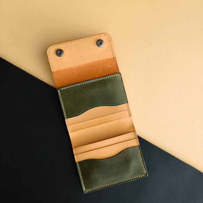 Trifold Wallet extra cards slot vegetable tanned for Unisex. 100% Handmade - 皮夾/長短夾/錢包 - 真皮 金色