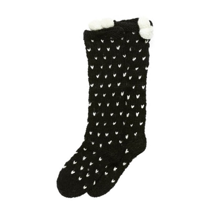 British PomPom / super thick love pattern wool blend hand-woven socks - Other - Polyester 