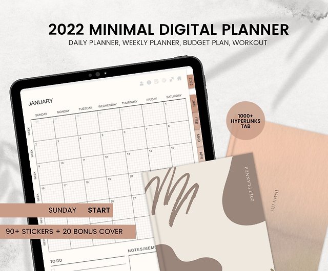 2022 Digital Planner with Stickers for iPad GoodNotes Notability Planner Digital Stickers Digital Planner Tablet Planner GoodNotes Planner