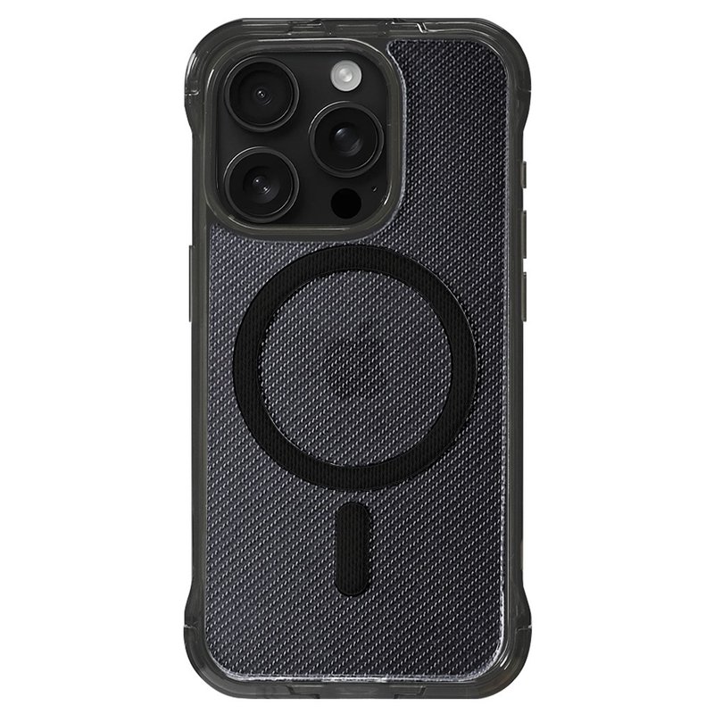光雕系列 油畫玻璃 支架殼 磁吸透黑 iPhone 16 15 Pro Max - 手機殼/手機套 - 其他材質 黑色
