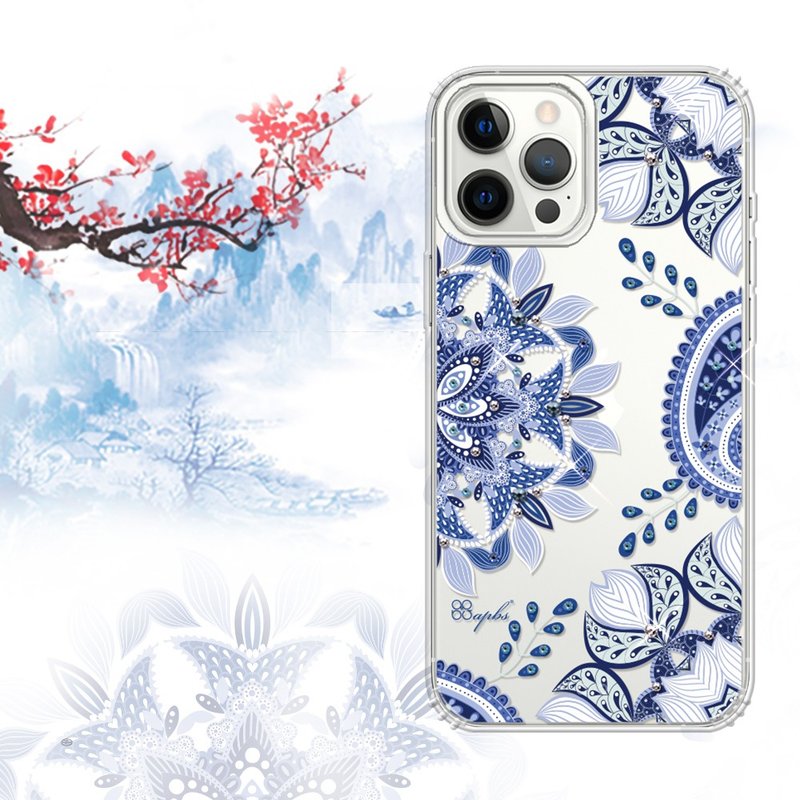 iPhone 12全系列 水晶彩鑽防震雙料手機殼-青花瓷 - 手機殼/手機套 - 其他材質 多色