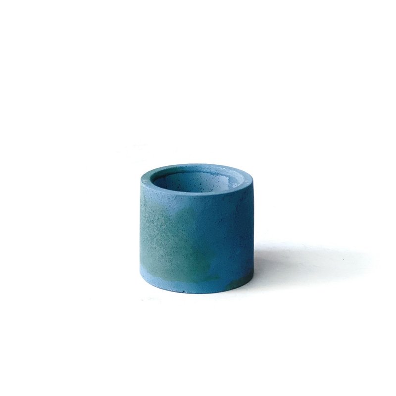 (In stock) Morandi Blue Series | Small round Teal and green two-color irregular Cement basin - Pottery & Ceramics - Cement Blue