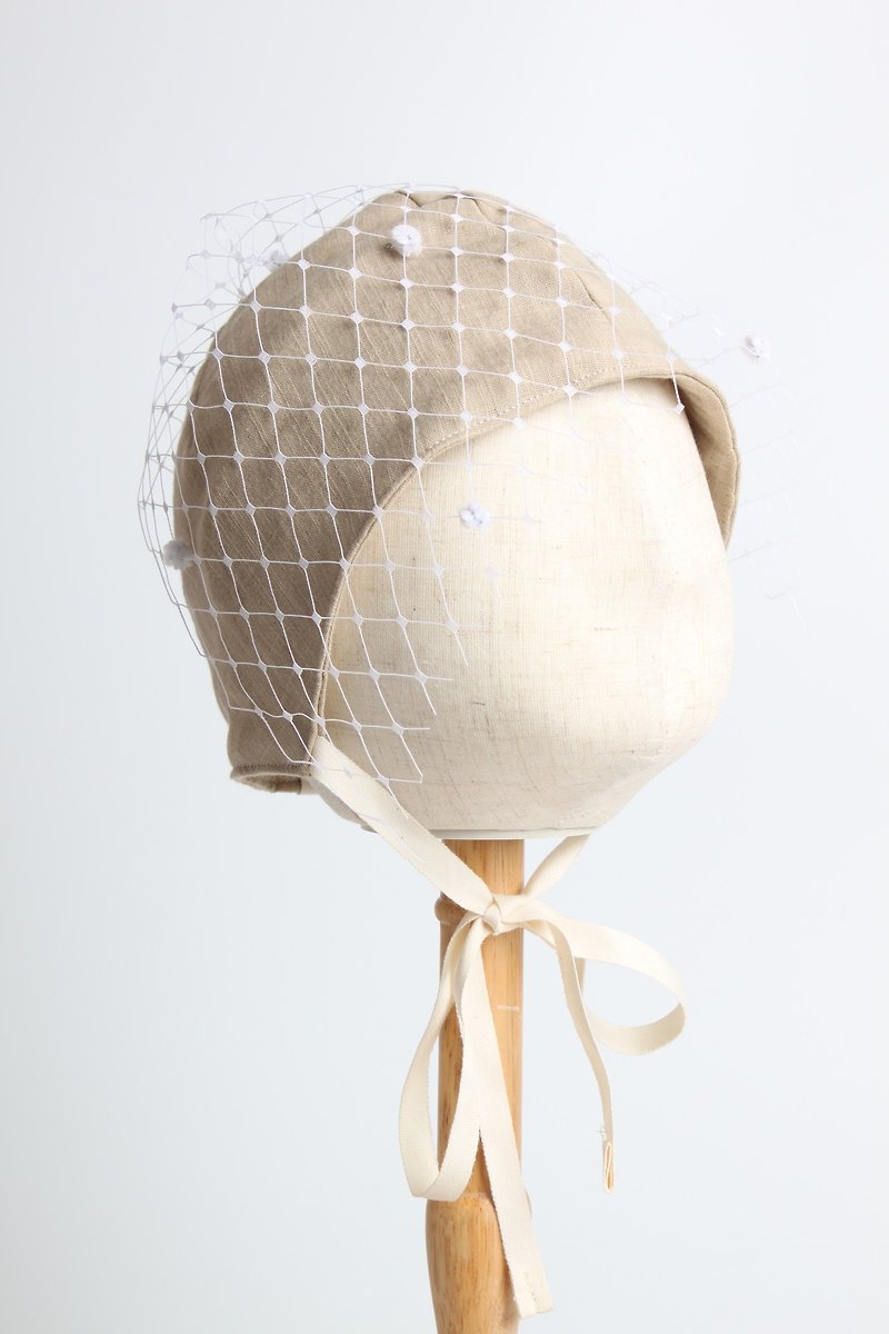 Bonbies. Handmade beanie mesh. Japan Pure cotton gauze double sided .rice crispy rice crisp - ผ้ากันเปื้อน - ผ้าฝ้าย/ผ้าลินิน ขาว