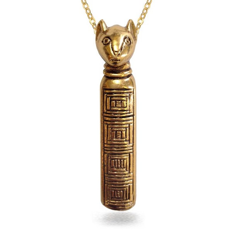 Ancient Egyptian mummy cat necklace - สร้อยคอ - โลหะ สีทอง