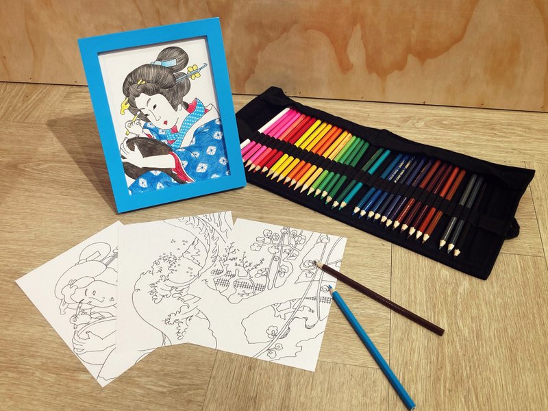 Hodoudou Ukiyo-e art DIY kit - วาดภาพ/ศิลปะการเขียน - กระดาษ หลากหลายสี