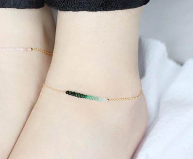 Good luck and happiness Stone gradation emerald anklet that