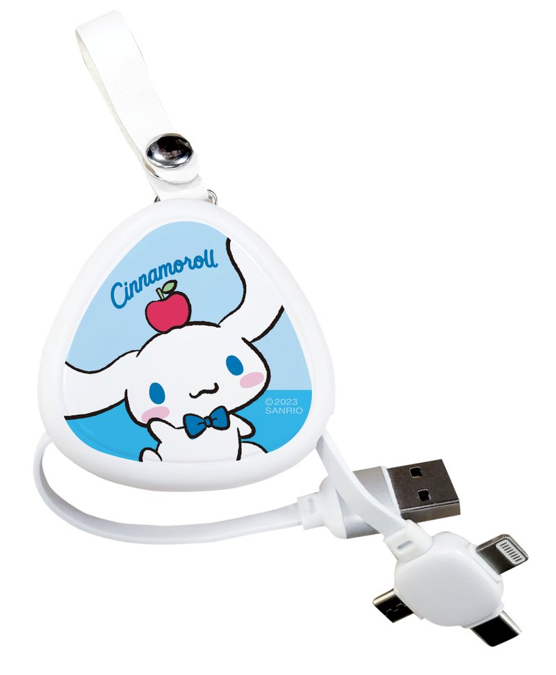 【Hong Man】Sanrio 3-in-1 retractable fast charging cable big-headed and big-eared dog Xina - Chargers & Cables - Plastic Blue