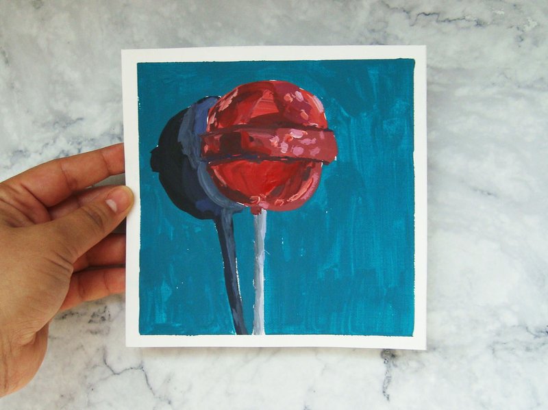 Gouache painting Lolly pop still life, Original Art - ตกแต่งผนัง - กระดาษ สีเขียว