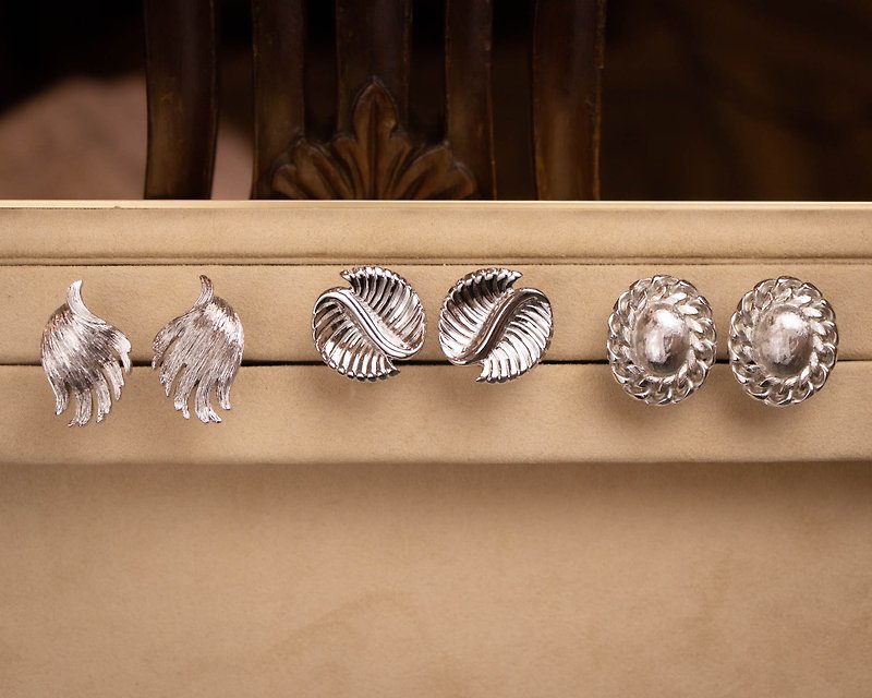 美國Monet品牌古董 銀色調簡約造型 專利無痛耳夾 - 耳環/耳夾 - 其他金屬 銀色