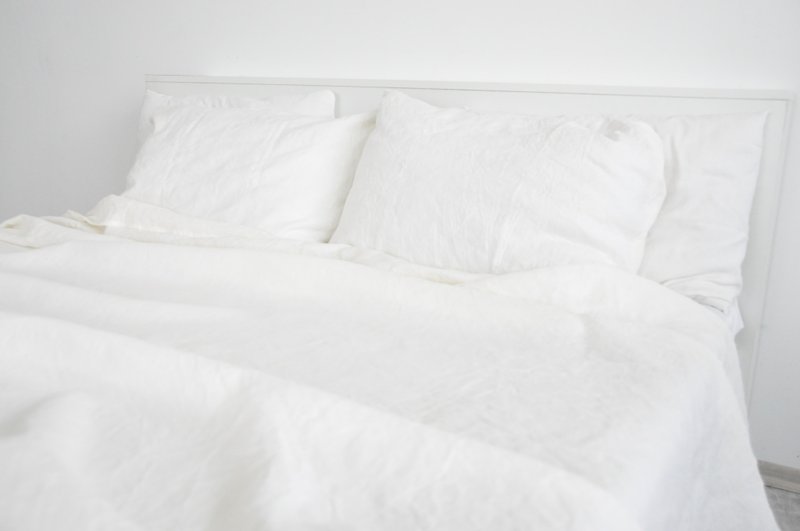 白色麻床單 /麻床單 / 軟化石洗麻 - 寢具/床單/被鋪 - 亞麻 白色