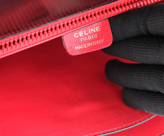 New Celine Paris Leather Red Card Holder Made in Italy
