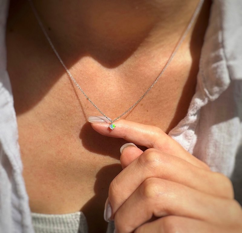 Opal Pendant Necklace-Bridesmaid Gift-Gift For Her - 項鍊 - 純銀 金色