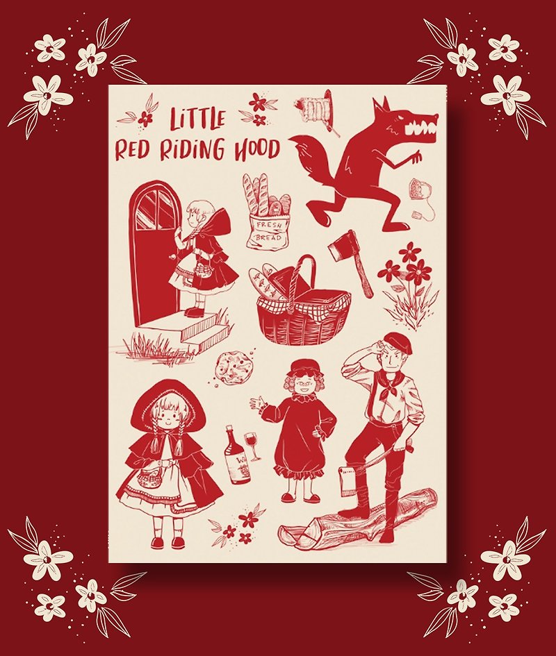 Little Red Riding Hood Sticker - 貼紙 - 其他材質 紅色