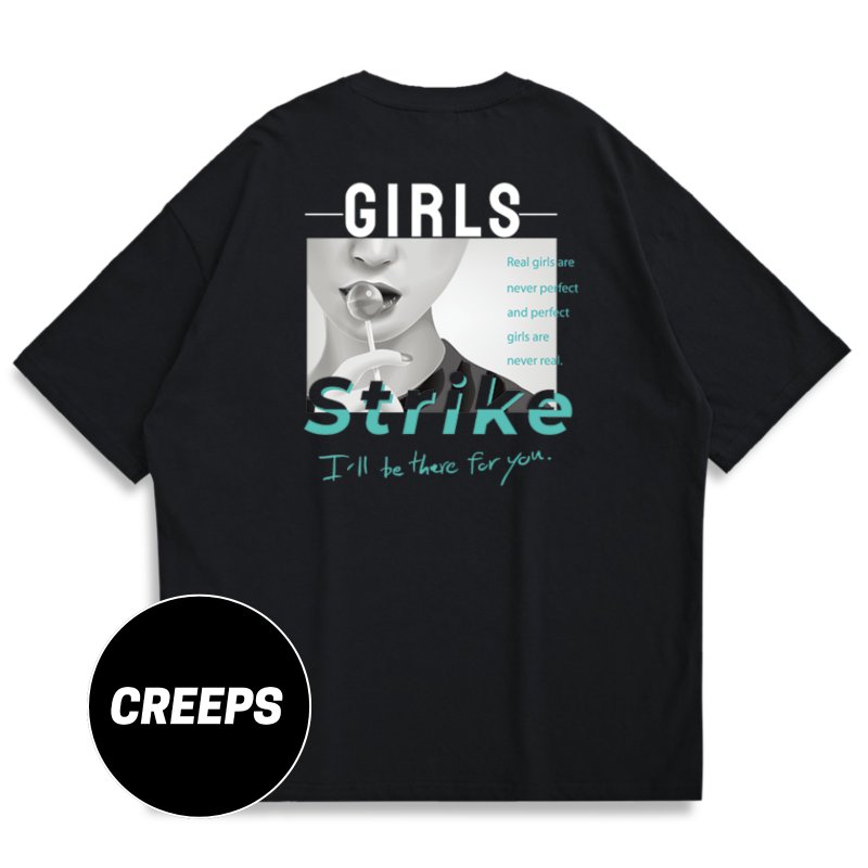 【CREEPS】Girls Strike 寬鬆重磅印花T恤 210g - 男 T 恤 - 棉．麻 多色