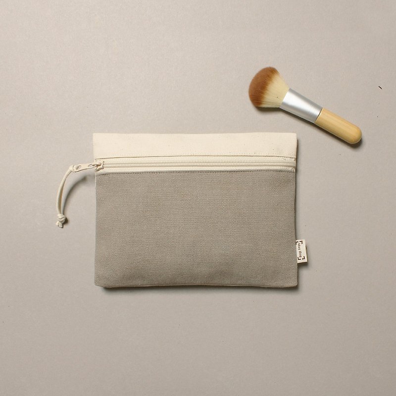 LayBag Sleeping Bag Makeup Small Storage Bag Earth Grey - กระเป๋าเครื่องสำอาง - ผ้าฝ้าย/ผ้าลินิน สีเทา
