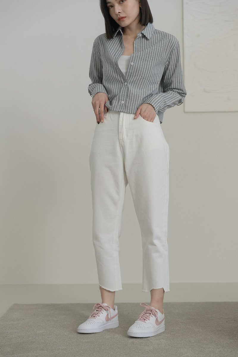 [Brand Original] Lena Lazy Style Loose Narrow Jeans White - Women's Pants - Cotton & Hemp White