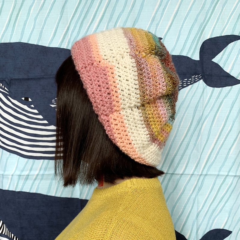 【ピュア手編みウールハット｜023遊園地】 - 帽子 - ウール 多色