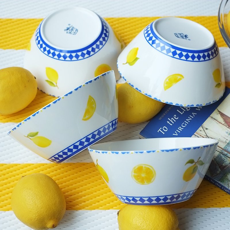 Sicilian Lemon Series Bone China Dinner Bowl Gift Box - ถ้วยชาม - เครื่องลายคราม 