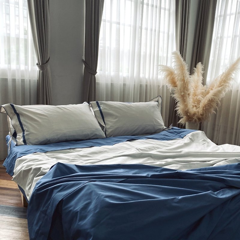 Warm rice and sea blue color matching two-person product/100% organic cotton_early fog series - Bedding - Cotton & Hemp 