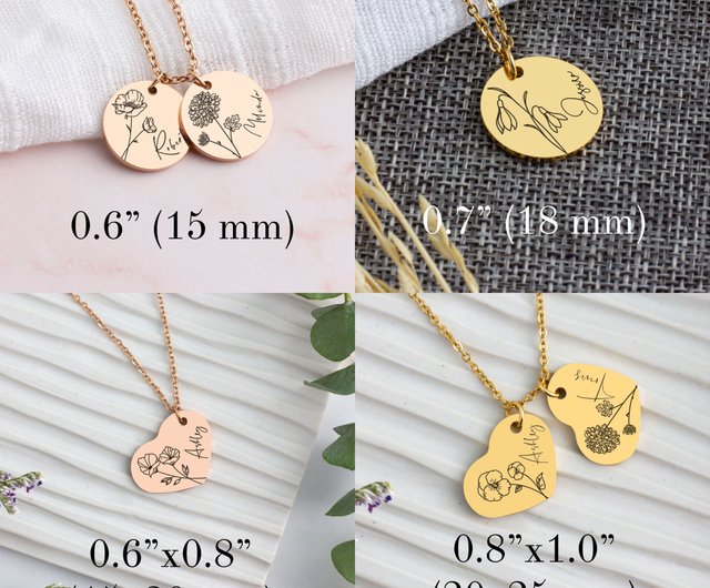 Heart Necklace Birth Month Flower Personalized Gifts Mom Birth