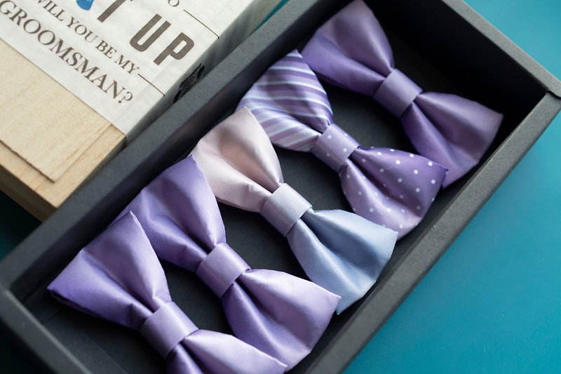 Lilac Collection Bowtie- Groom Gift & Wedding Bowtie - หูกระต่าย/ผ้าพันคอผู้ชาย - วัสดุอื่นๆ สีม่วง