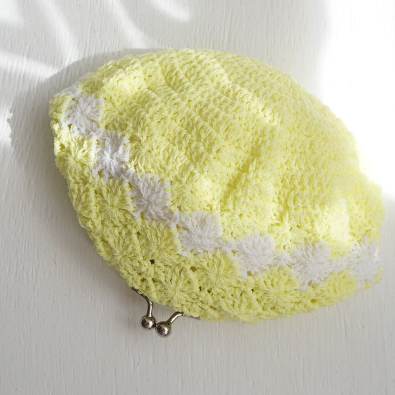 Ba-ba handmade Pattern knitted pouch No.C1613 - 化妝包/收納袋 - 其他材質 黃色