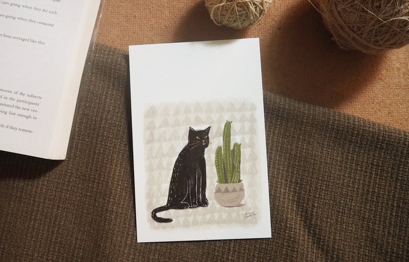 Postcard cat cactus - Cards & Postcards - Paper Black