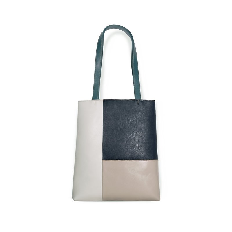 Rinne patchwork tote bag (only this one, while supplies last) - กระเป๋าถือ - หนังแท้ สีดำ