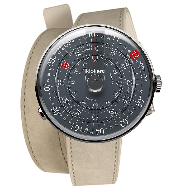 KLOK-01-D8 深灰色錶頭+雙圈皮革錶帶