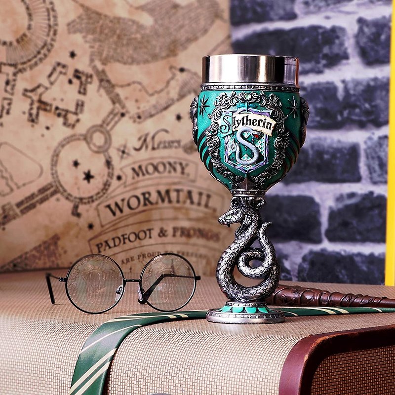 【哈利波特】史萊哲林院徽(Slytherin) - 不銹鋼王室風格高腳杯 - 咖啡杯/馬克杯 - 不鏽鋼 綠色