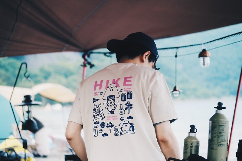 Camper Puu - HIKE Heavy Illustration T Camping Hiking Mountain Travel Couple Family Clothing - Other - Other Man-Made Fibers 