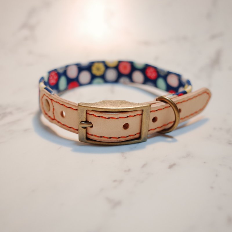 Dog Collars, M size, blue button_DCJ090435 - Collars & Leashes - Cotton & Hemp 