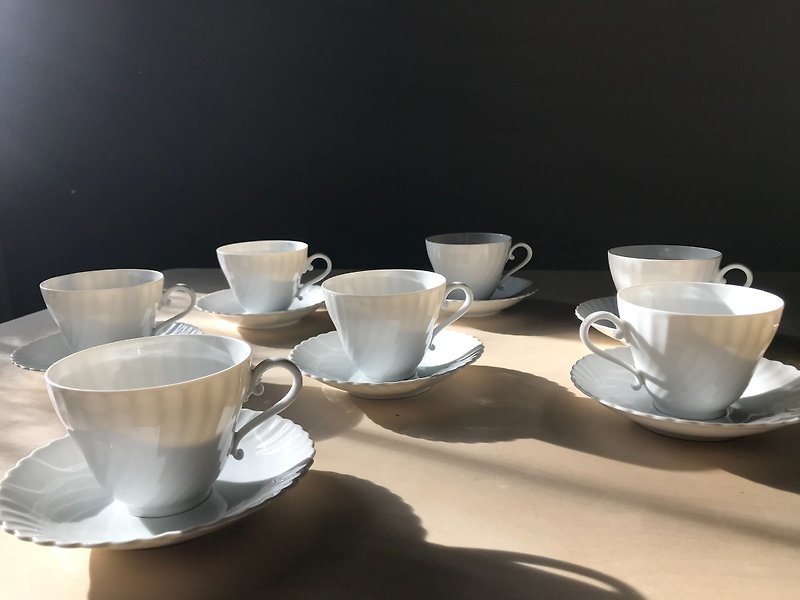 ドイツの初期セラミックコーヒーカップセット - グラス・コップ - 磁器 ホワイト