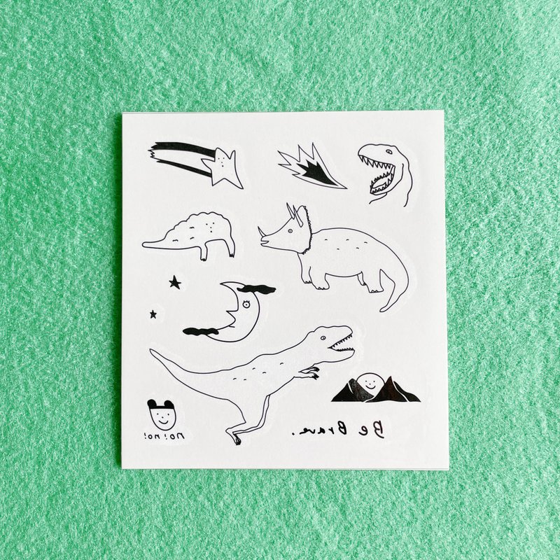 恐竜の季節のタトゥーステッカーに少し勇気を出してください - タトゥーシール - 紙 イエロー
