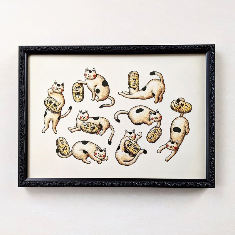 A4 まねきねこアソート アートプリント/イラスト複製画 - 海報/掛畫/掛布 - 紙 白色