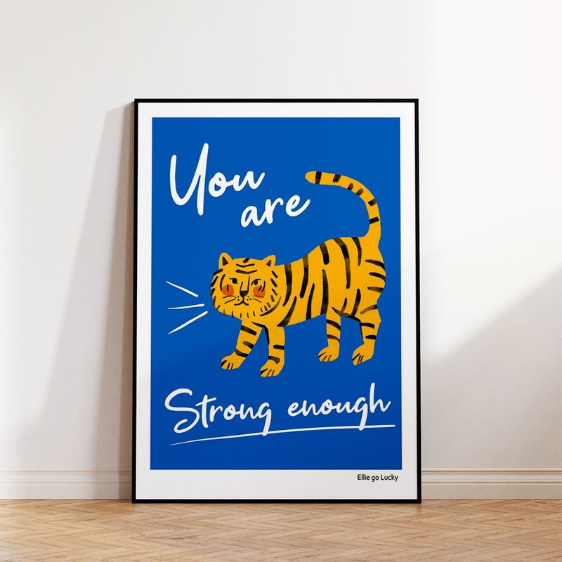 Art print/ Blue Tiger / Illustration poster A4 A3 A2 - โปสเตอร์ - กระดาษ สีน้ำเงิน