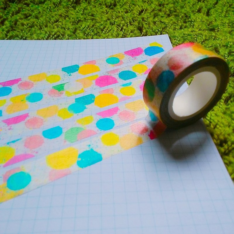 Flowers big nose small Wenqing Shui color paper tape (1.5 cm) - Washi Tape - Paper Multicolor