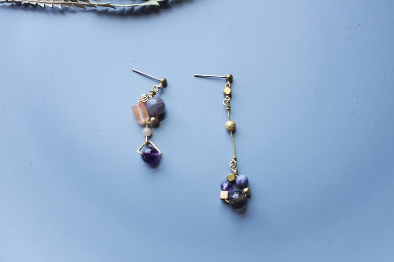 Silence - earring  clip-on earring - Earrings & Clip-ons - Copper & Brass Purple