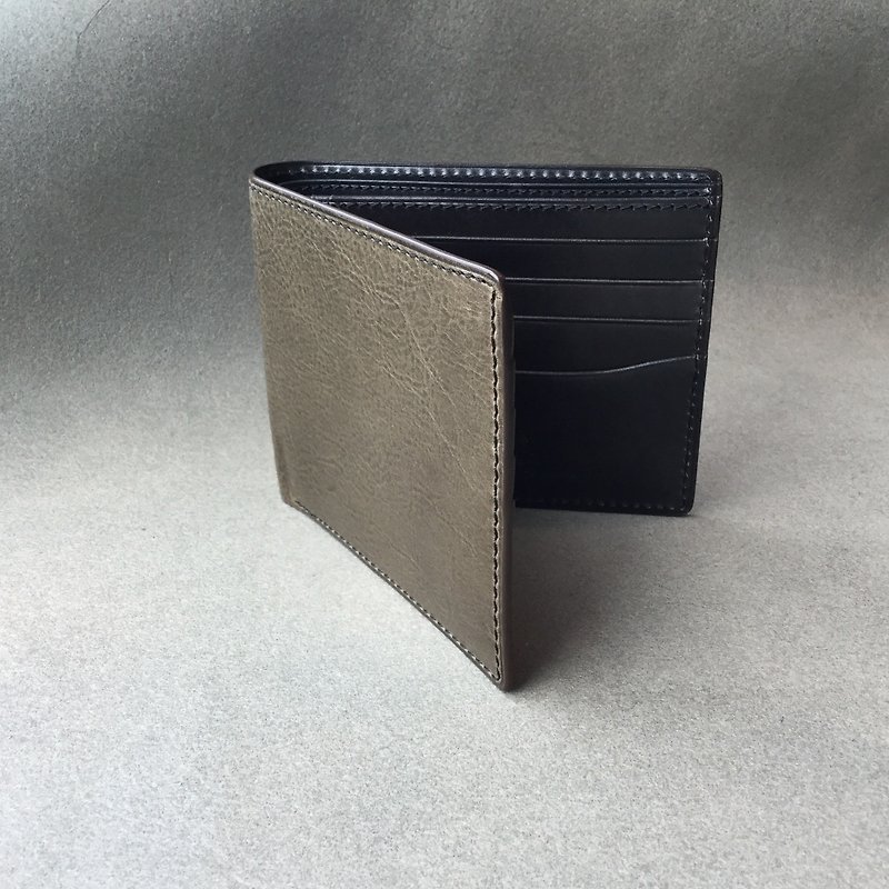 isni Wallet design/ Handmade leather - กระเป๋าสตางค์ - หนังแท้ สีเทา